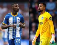 Moisés Caicedo (izq) y el portero Robert Sánchez, ambos jugadores del Brighton