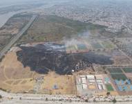 Imagen del incendio en un sector del Parque Samanes, este 26 de septiembre del 2024.