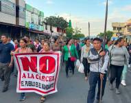 Los habitantes de Archidona durante la manifestación.