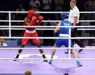 La boxeadora María José Palacios durante su combate contra La China Taipei, WU Shih Yi