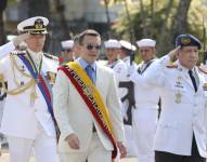 El presidente Daniel Noboa en la ceremonia y desfile por el 83 aniversario del Combate Naval de Jambelí.