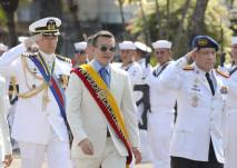 El presidente Daniel Noboa en la ceremonia y desfile por el 83 aniversario del Combate Naval de Jambelí.