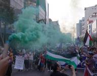 Imagen de una protesta contra la violencia de mujeres en Guayaquil.