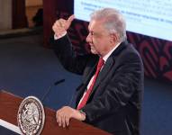 Fotografía cedida por la Presidencia de México del mandatario mexicano, Andrés Manuel López Obrador, durante una conferencia de prensa este martes, en el Palacio Nacional de la Ciudad de México.