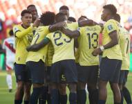 Los jugadores de Ecuador celebrando un gol.