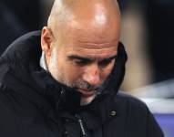 El entrenador del Manchester City, Pep Guardiola, en un momento del partido de la Liga de Campeones ante el Feyenoord.