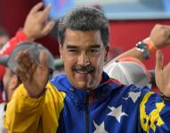 Imagen de Nicolás Maduro, presidente reelecto de Venezuela, en su celebración.