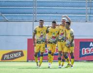 Jugadores de Delfín celebra la victoria sobre Cumbayá en la fecha 15 de la Liga Pro