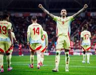 Jugadores de España, celebrando un gol.