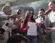 La presidenta de la Asamblea, Viviana Veloz, en la Corte Constitucional.