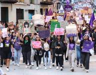 Imagen de archivo de colectivos sociales durante una marcha en Quito, el 8 de Marzo de 2024.