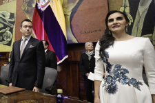 El presidente de la República, Daniel Noboa, y su vicepresidenta, Verónica Abad, durante la investidura de ambos en noviembre pasado.