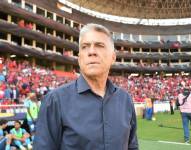 El entrenador de El Nacional, Marcel Zuleta, en el partido ante Independiente del Valle por la final de la Copa Ecuador