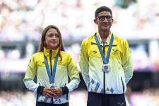 Glenda Morejón y Daniel Pintado quedaron segundos en la prueba de marcha en relevos mixtos en los Juegos Olímpicos de París 2024