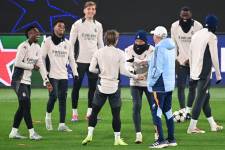 Real Madrid en un entrenamiento previo al enfrentamiento contra el Atalanta por la Champions League