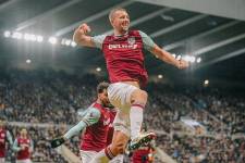 Jugadores del West Ham United celebrando el triunfo.