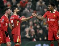 Mohamed Salah, delantero del Liverpool, celebra su gol contra el Leicester por el último partido del Boxing Day