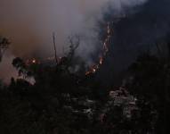 Incendio Quito, vista del sector de Guápulo.