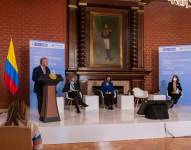 El presidente de Colombia, Iván Duque, en la ceremonia de presentación de la estrategia de UNODC para luchar contra el narcotráfico en América Latina y el Caribe.