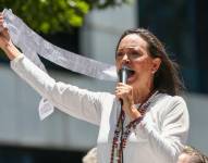 María Corina Machado, durante una protesta en Caracas, el pasado 28 de agosto.