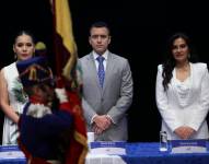 Daniel Noboa y Verónica Abad durante la entrega de credenciales en el CNE.