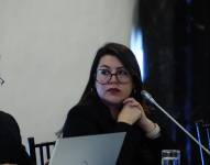 Andrea Arrobo durante una sesión de la Comisión de Fiscalización el 4 de diciembre de 2023.