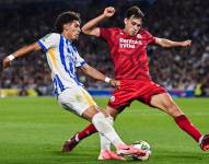 El ecuatoriano Jeremy Sarmiento en el partido del Brighton contra el Crawley en la Copa de la Liga.