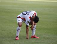 Fernando Cornejo, jugador de Liga de Quito, celebra su gol marcado a Independiente del Valle