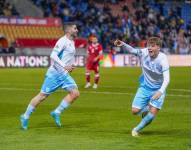 Jugadores de San Marino celebrando su gol.