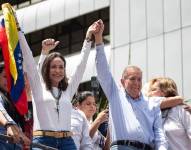 Corina Machado y Edmundo González en un mitín político.