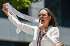 María Corina Machado, durante una protesta en Caracas, el pasado 28 de agosto.