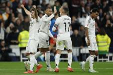 Jugadores del Real Madrid celebrando el triunfo.