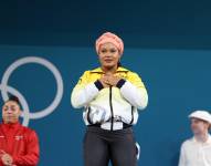 Neisi Dajomes recibe su medalla de bronce en la categoría de los 81 kilogramos de los Juegos de París 2024