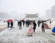 Histórica nevada en Seúl, Corea del Sur