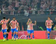 Paraguay celebrando el único gol ante Brasil.