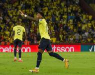 Gonzalo Plata de Ecuador celebra un gol ante Bolivia durante un partido de las Eliminatorias Sudamericanas