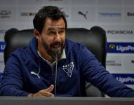 El entrenador de Liga de Quito, Pablo Sánchez, en rueda de prensa