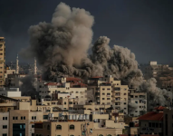 Vista de ataques de Israel sobre Gaza, el 9 de octubre de 2023.