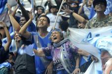 Hinchada de Emelec en el estadio George Capwell.