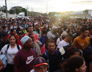 Migrantes en la frontera norte de México.