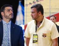 Imagen de Aquiles Álvarez y Antonio Álvarez, alcalde de Guayaquil y presidente de Barcelona SC, respectivamente.