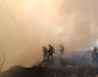 Imagen del incendio forestal en el sector de El Chamizal, en El Quinche, el pasado 2 de septiembre de 2024.