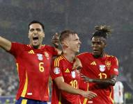 Los jugadores de la selección de España celebran uno de los goles ante Georgia por los octavos de final de la Eurocopa