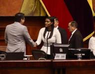 La fiscal general Diana Salazar llegó al Pleno de la Asamblea para su rendición de cuentas.