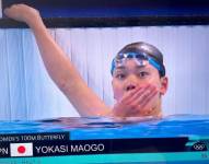 Imagen que se viralizó en redes sobre la nadadora olímpica Yokasi Maogo.