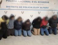 Los detenidos por la Policía Nacional en el sur de Quito.