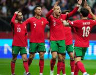 Jugadores de Portugal celebrando la goleada.