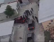 Imagen aérea del despliegue policial para el rescate de Galo J., familiar de Jonathan Parra.