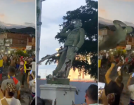 Las estatuas del expresidente Hugo Chávez fueron derribadas por los ciudadanos en varios puntos del país.