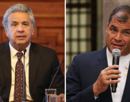 Composición de imágenes entre los expresidentes Lenín Moreno y Rafael Correa.